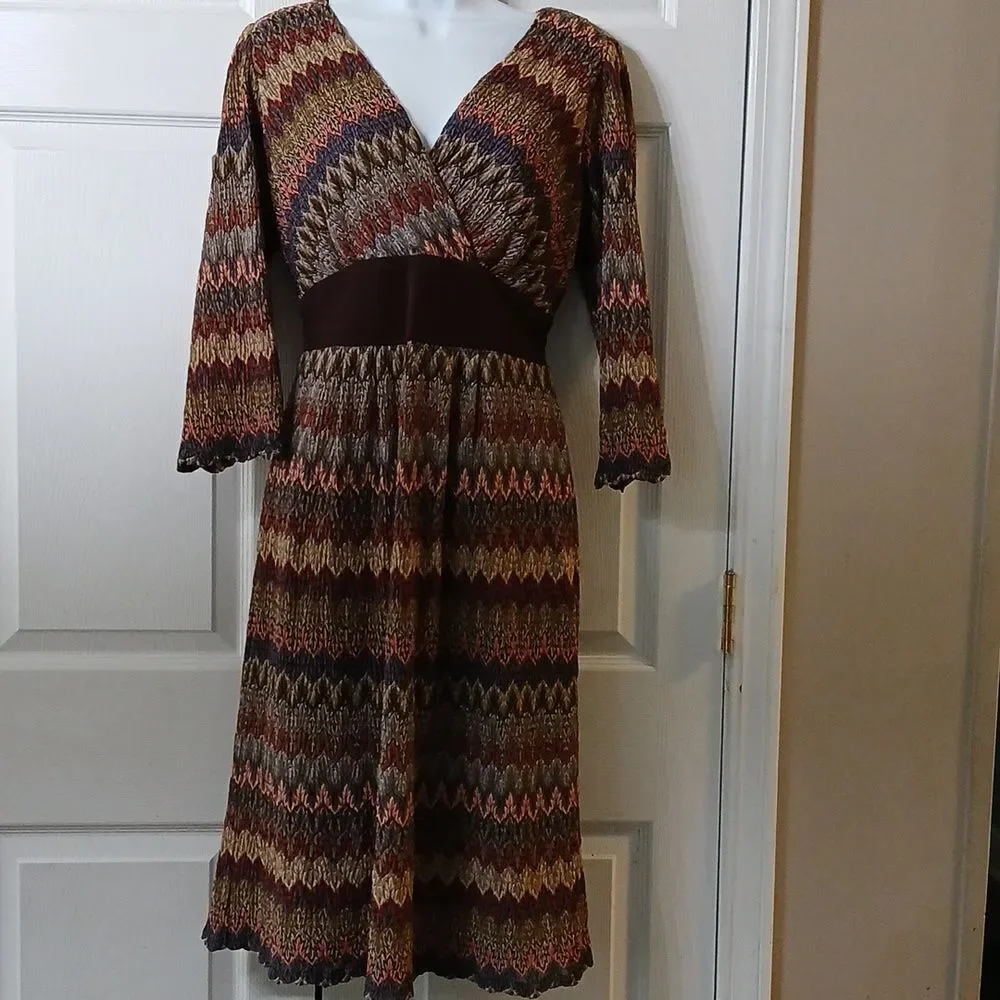Rabbit Rabbit Rabbit chevron multicolor trendy fun date night dress Sz 12 NWOT